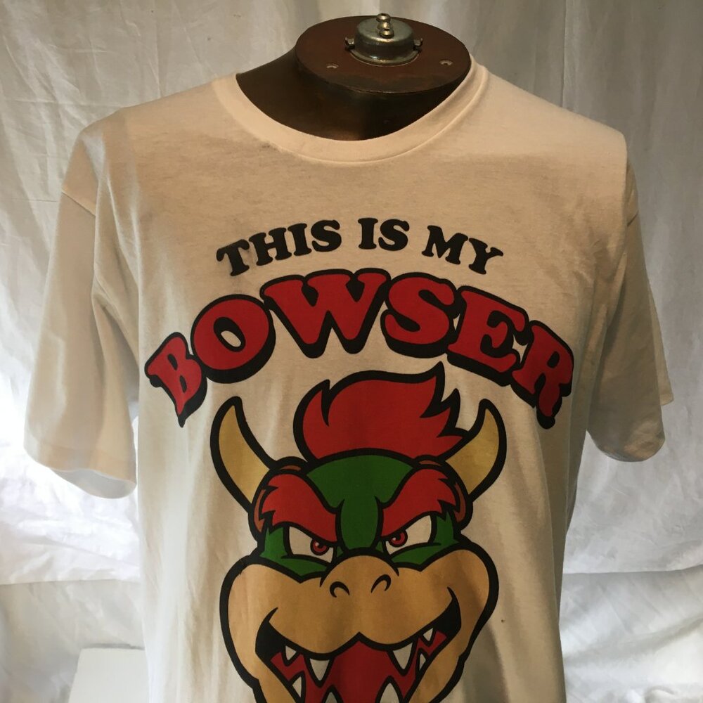 Nintendo This is My Bowser Costume Funny Game Adult Sz Large Shirt White Unisex